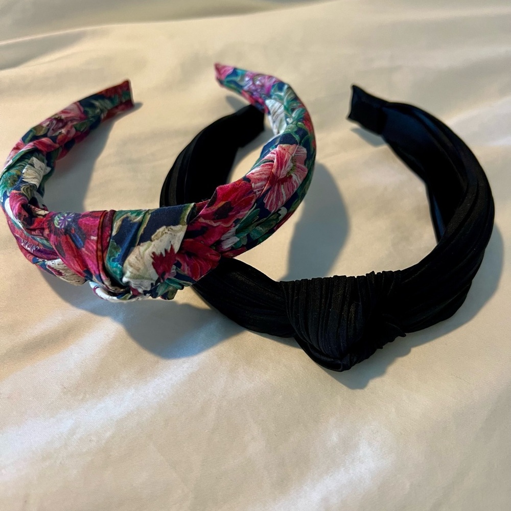 Floral and Black Knotted Headband Set